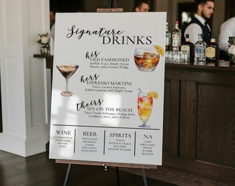 His and Hers Cocktail Sign: Wedding Signature Drinks