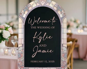 Stained Glass Look Wedding Welcome Sign, Entrance Acrylic Sign