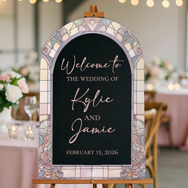 Stained Glass Look Wedding Welcome Sign, Entrance Acrylic Sign