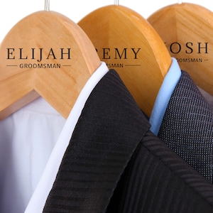 Groom Gift - Personalized Groomsman Hangers - Wedding Hanger - Wooden Engraved Hanger - Groom Suit Hanger - Wedding Name Hangers