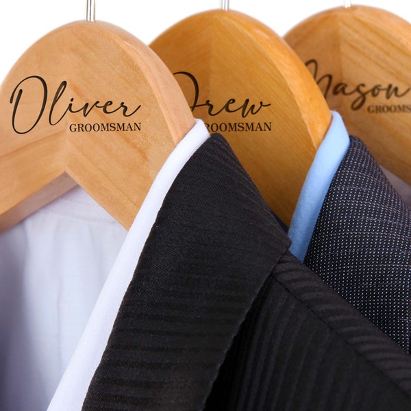 Wedding Hangers - Personalized Groomsman Hangers - Wedding Hanger - Wooden Engraved Hanger - Groom Suit Hanger - Wedding Name Hangers