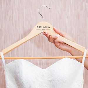 Bridal Hanger - Personalized Bridesmaid Hangers - Wedding Hanger - Wooden Engraved Hanger - Bridal Dress Hanger - Wedding Name Hangers
