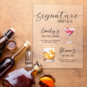Open Bar Sign - Wedding Bar Sign - Wedding Bar Menu - Signature Drink Sign - Acrylic Wedding Sign