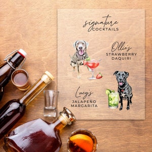 Signature Drink Sign - Wedding Bar Menu - Open Bar Sign - Dog Wedding Bar Sign - Acrylic Wedding Sign