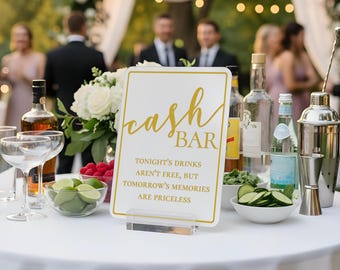 Cash Bar Sign for Events: Acrylic Party & Wedding Table Decor