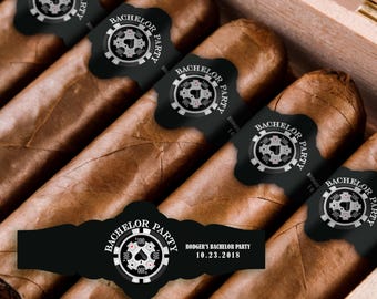 Casino Bachelor Party Vegas, Custom Poker Party Favors, Cigar Bands