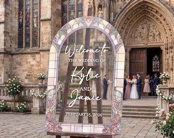 Stained Glass Look Wedding Welcome Sign, Entrance Acrylic Sign