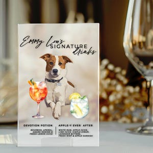 Wedding Bar Menu, Open Bar Sign, Dog Wedding Bar Sign, Signature Drink Sign, Acrylic Wedding Sign