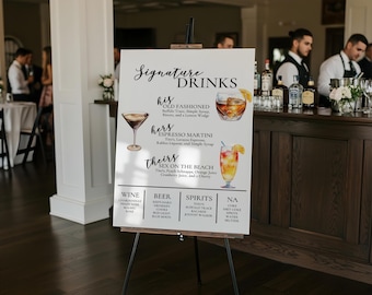 His and Hers Cocktail Sign: Wedding Signature Drinks