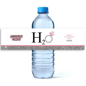 Personalized Bachelorette Party Water Bottle Labels: Hangover Kit Favors
