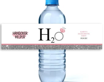 Personalized Bachelorette Party Water Bottle Labels: Hangover Kit Favors