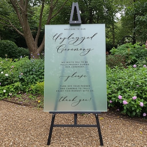 Unplugged Ceremony Sign, Printed and Shipped Acrylic Sign, No Phones Wedding