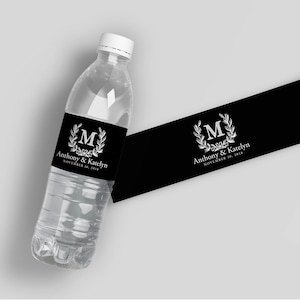 Wedding Water Bottle Labels - Custom Water Bottle Labels - Waterproof Labels - Custom Water Labels - Monogram Wedding