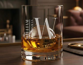 Personalized Groomsmen Whiskey Glass, Laser Etched Rocks Glass, Custom Groomsmen Gift, Best Man Gift, Engraved Whiskey Glass