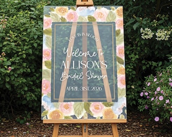 Bridal Shower Welcome Sign Acrylic | Watercolor Floral Garden Party, Pastel Custom Decor