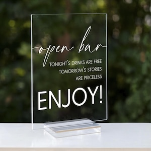 Priceless Open Bar Acrylic, Drinks Signage, Drinks Are On Us Sign, Wedding Table Decor