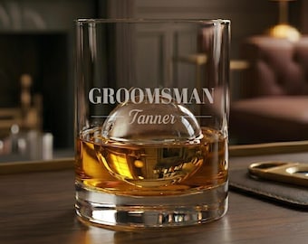 Groomsmen Gift Whiskey Glass Engraved, Will You Be My Groomsman Gift, Custom Wedding Party Glass, Best Man Proposal Gift, Laser Etched