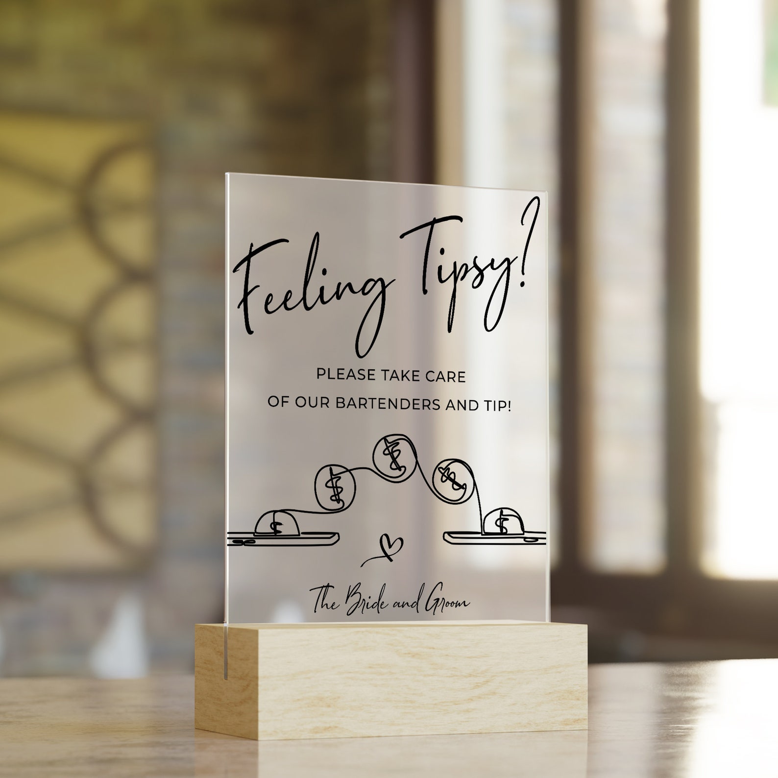 Feeling Tipsy, Bartender Tip Sign, Tipping Jar, Wedding Open Bar ...