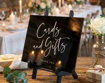 Acrylic Cards and Gifts Sign: Modern Wedding Table Decor