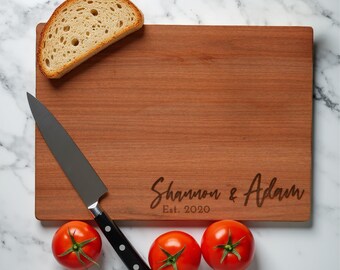 Personalized Hardwood Cutting Board - Wedding Gift for Couple