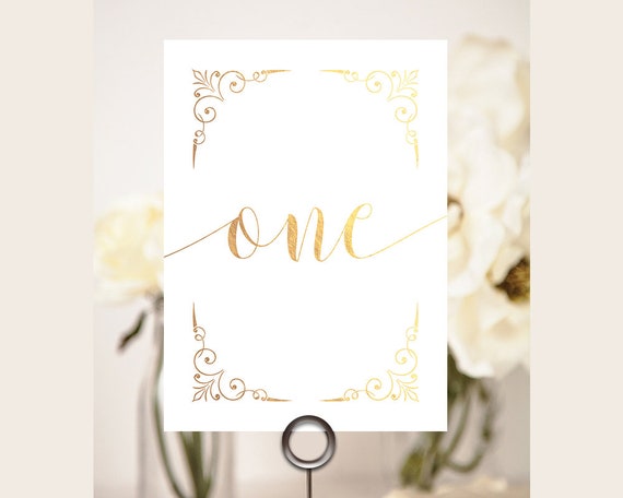 Wedding Table Numbers Printable Table Numbers Gold Table | Etsy