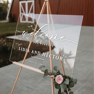 Personalized Wedding Welcome Sign, Custom Names & Date, Ceremony Reception Entrance Decor
