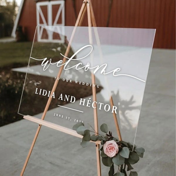 Personalized Wedding Welcome Sign, Custom Names & Date, Ceremony Reception Entrance Decor