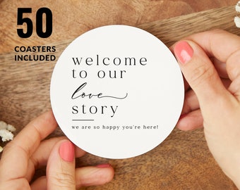 Personalized Wedding Coasters: Bulk Wedding Favors (Set of 50)