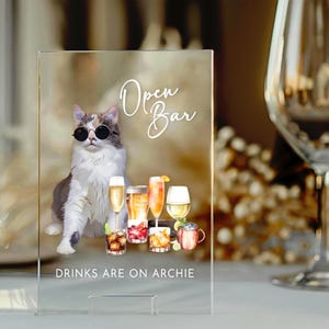 Open Bar Sign Drinks Are On, Cat Wedding Drink, Wedding Drink Sign, Wedding Drink Sign Pet, Wedding Drink Menu, Drink Sign, Wedding Signs
