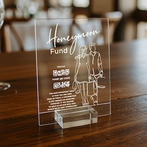 Acrylic Honeymoon Fund Sign: Wedding QR Code, Venmo