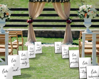 Wedding Aisle Signs Corinthians, Love Is Patient Kind, Ceremony Decoration, Entrance Decorations