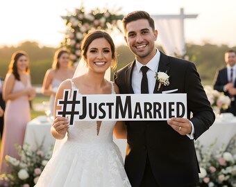 Just Married, Wedding Photo Prop, Hashtag Sign