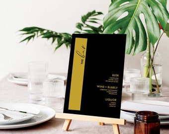Wedding Bar Sign Acrylic | Modern Stripe Signature Drink Menu, Custom Cocktail Names