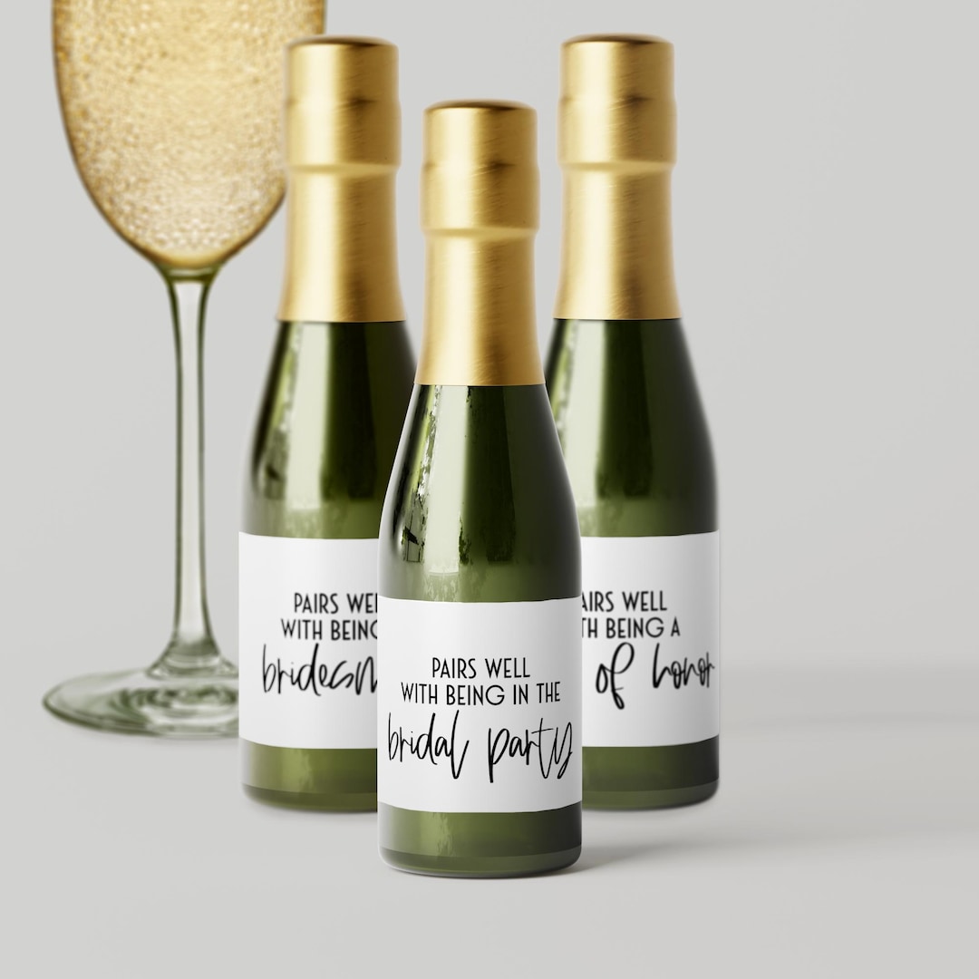 Labelling A Problem Personalized Mini Champagne Labels for Bridesmaid Proposals - Bridal ...