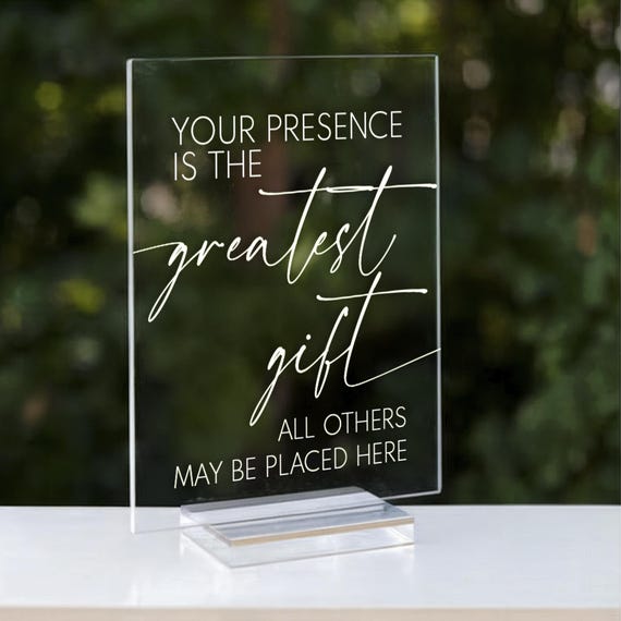 Acrylic Gift Table Sign: Wedding Reception Decor