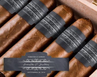 Bulk Wedding Cigar Labels, Personalized Party Favor, Custom Printed Favors