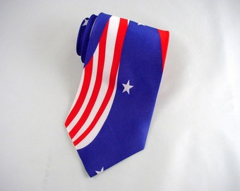 Patriotic Silk Necktie - Pictorial Tie - Men's Accessory - Hand Made