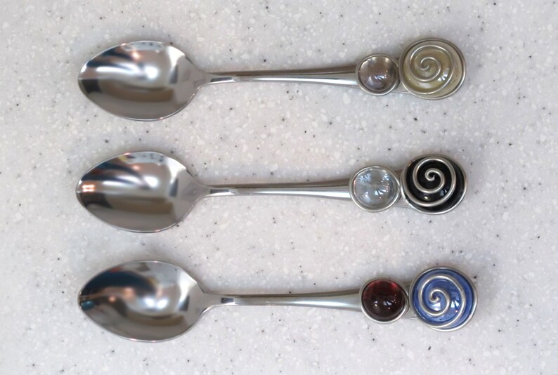 Mini Beaded Spoon, Mini Spoon, Dip Spoon, Demitasse Spoon, Wire Wrapped