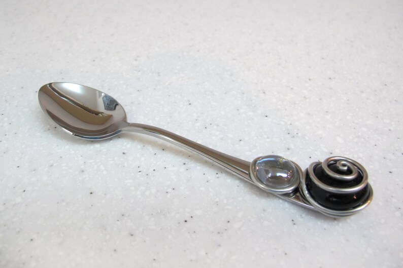 Mini Beaded Spoon, Mini Spoon, Dip Spoon, Demitasse Spoon, Wire Wrapped