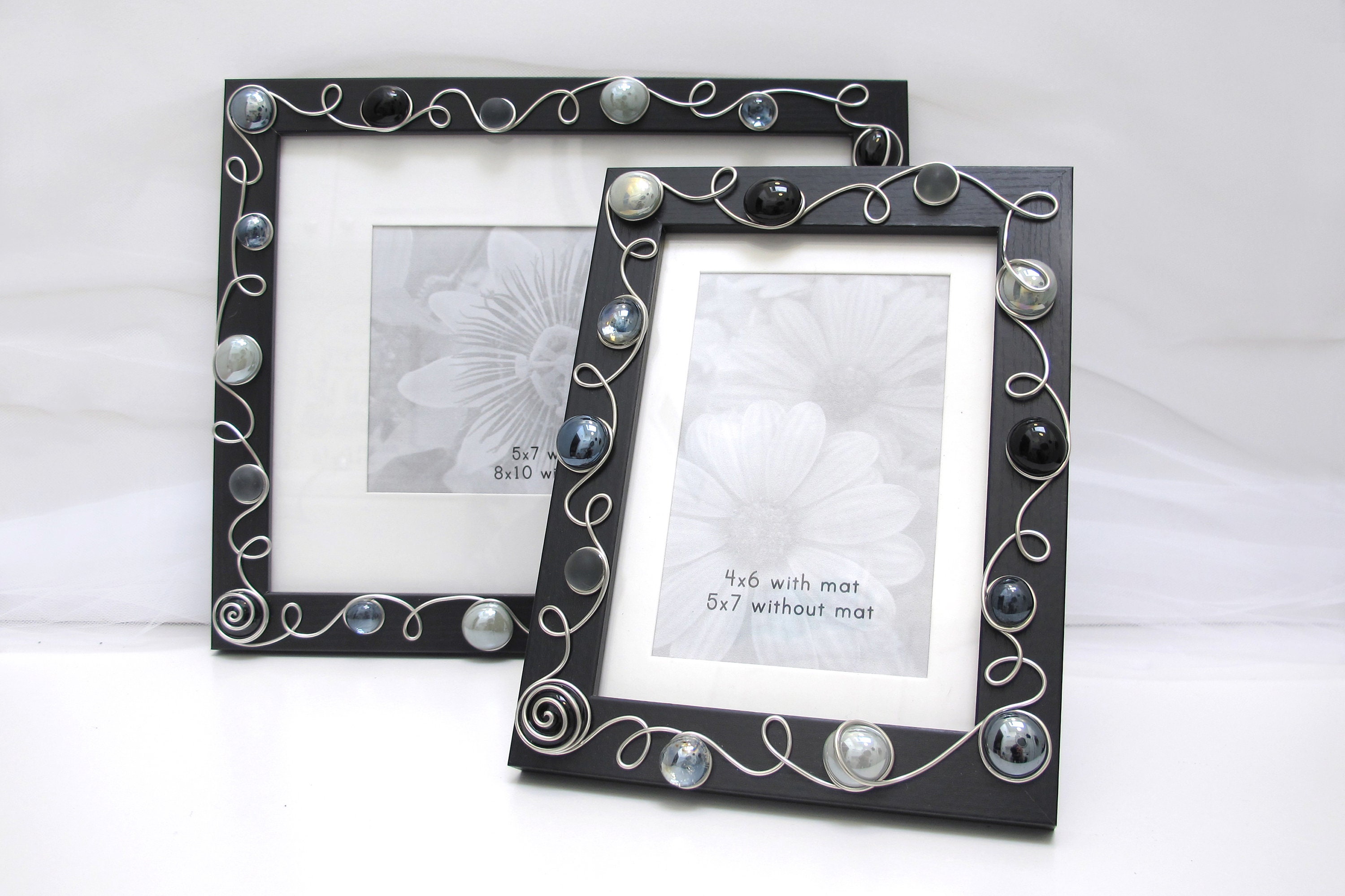 Black Beaded Picture Frame 5x7 / 8x10 Picture Frame 4x6 / Etsy