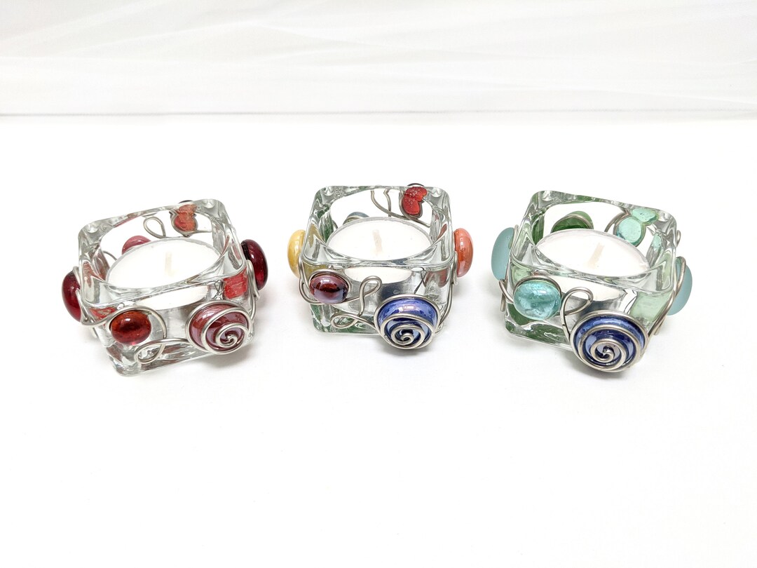 Colorful Tea Light Holders Red Glass Tea Light Holder Sea Etsy