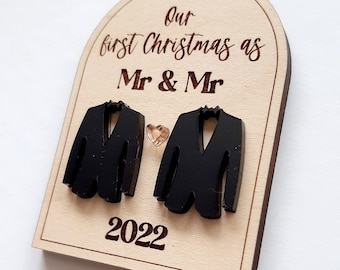 First Christmas married ornament, Gay Wedding gift ornament, Our first Christmas as Mr and Mr, Mrs and Mrs, Mr and Mrs, LGBTQ Pride