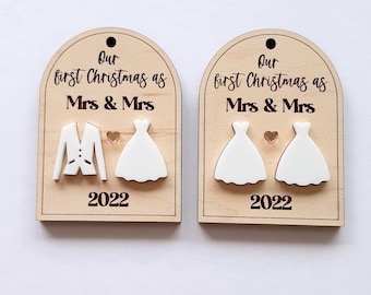 First Christmas married ornament, Lesbian Wedding gift ornament, Our first Christmas as Mrs and Mrs, Mr and Mr, Mr and Mrs, LGBTQ Pride