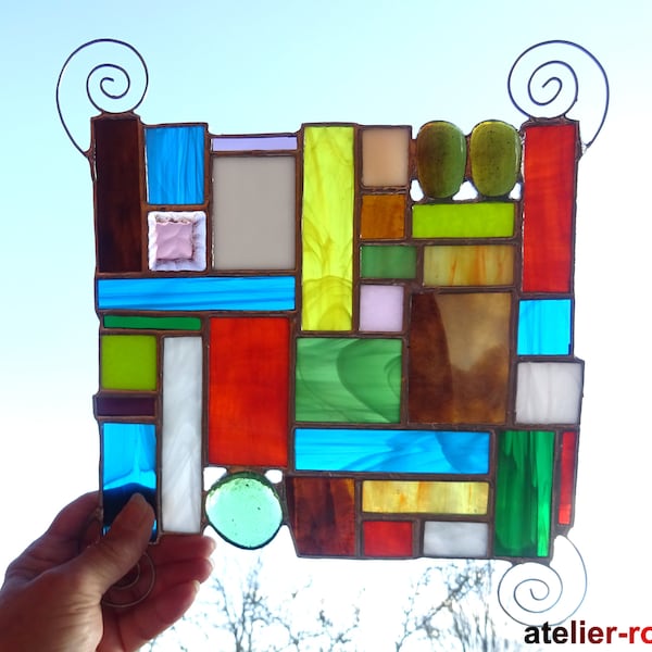 Window picture modern glass picture Tiffany colorful glass painting trend window decoration sun catcher unique glass handmade glass art mobile unique gifts