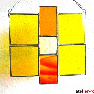 Window picture yellow modern glass picture Tiffany stained glass window decoration sun catcher glass art mobile image 5