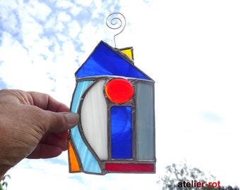 Wild colorful house Tiffany playful window picture unique glass picture window decoration window pendant stained glass