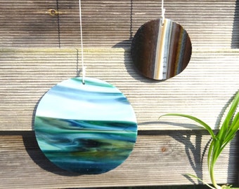 Tiffany pendant 2 different sizes home decoration garden decoration round colored glass discs for mobile glass decoration