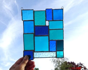 Window picture modern Tiffany glass picture turquoise window decoration sun catcher glass art