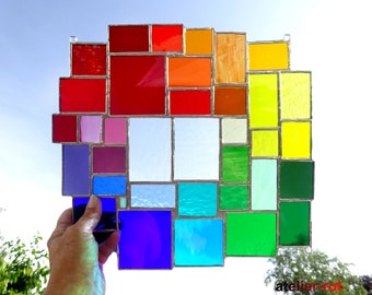 Window picture modern glass picture XXL rainbow Tiffany glass painting window decoration sun catcher glass unique glass art mobile