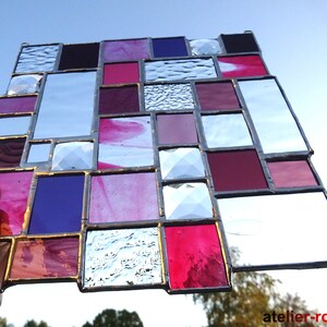 Suncatcher with facet cut pink purple bordeaux Tiffany discreet window picture image 6